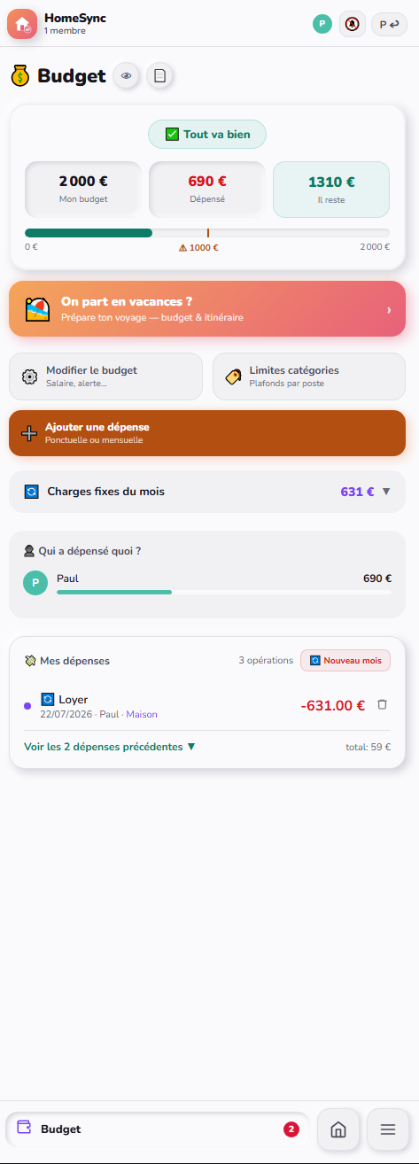 Liste de courses HomeSync